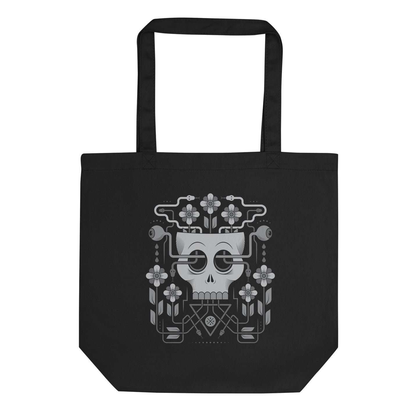 Snakes and Flowers Skull Tote Bag